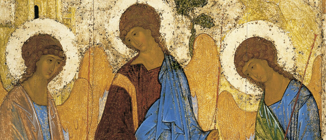 Andrei Rublev’s Trinity icon depicting three angelic figures symbolizing the Father, Son, and Holy Spirit